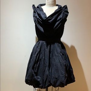 All saints black pleated dress with cowl neck